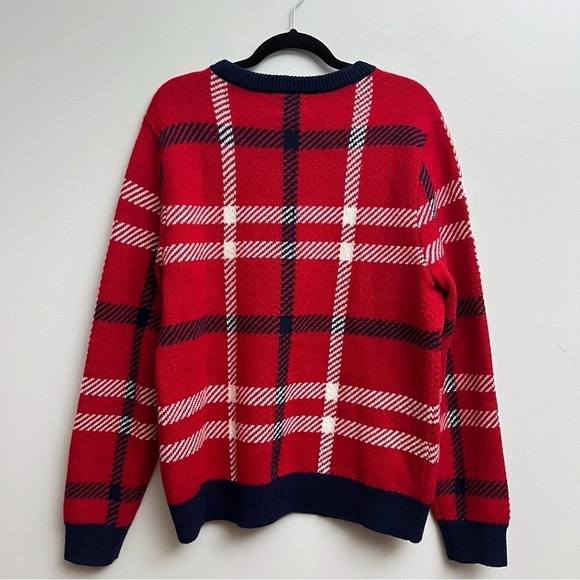 Lands End Mens Medium 38-40 Wool Blend Plaid Holiday Christmas Crewneck Sweater - Picture 7 of 7